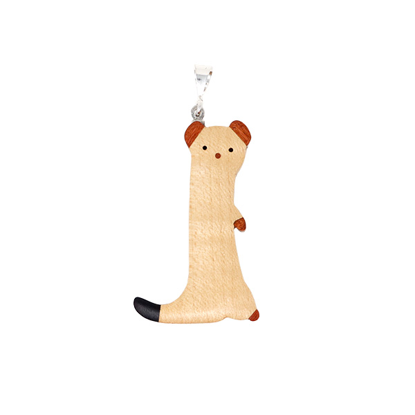 オコジョさん（冬毛／縦） 寄木のアクセサリー LongTail