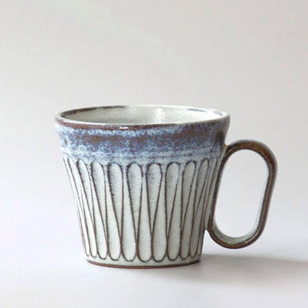 生涯を添い遂げるマグ 丹波焼 しのぎブルー