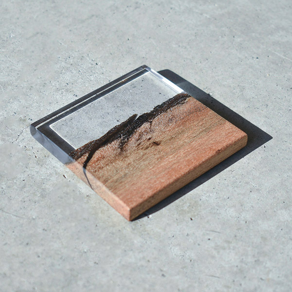 レジンコースター 無色クリア×サペリ BROTO PROJECT（ブロットプロジェクト）