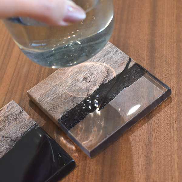 レジンコースター 無色クリア×サペリ BROTO PROJECT（ブロットプロジェクト）