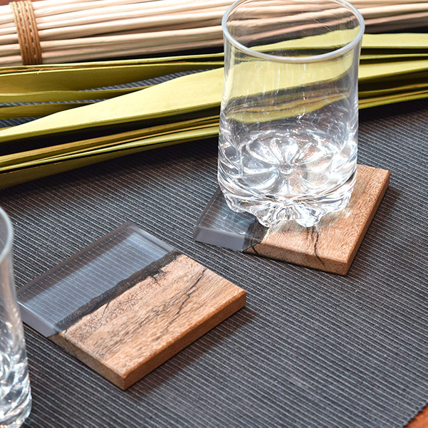 レジンコースター 無色クリア×サペリ BROTO PROJECT（ブロットプロジェクト）