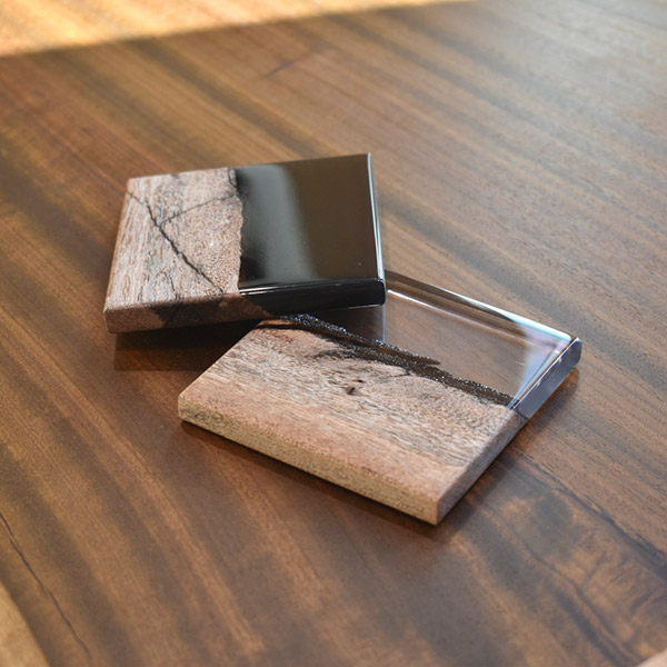 レジンコースター 黒クリア×サペリ BROTO PROJECT（ブロットプロジェクト）