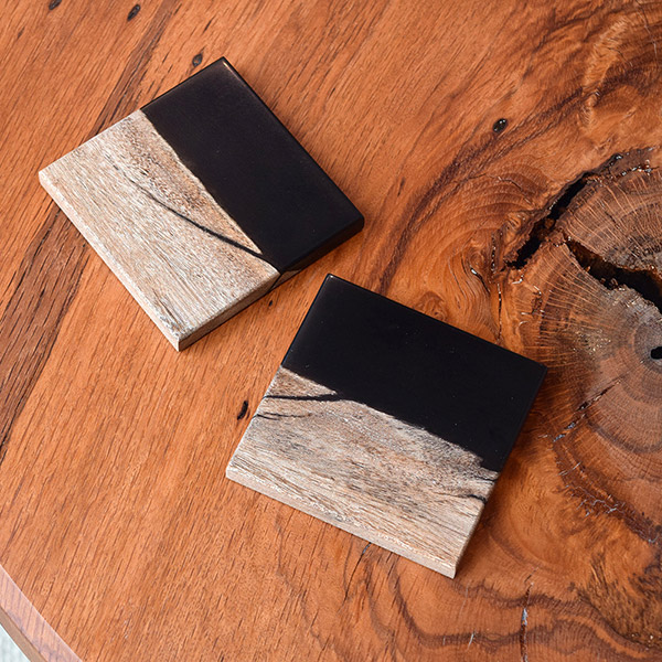 レジンコースター 黒クリア×サペリ BROTO PROJECT（ブロットプロジェクト）